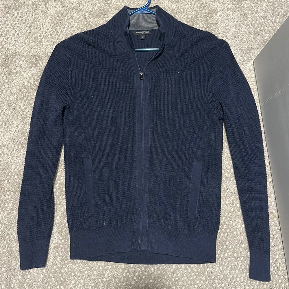 Banana Republic Full Zip Navy Blue Sweater - Picture 3 of 4